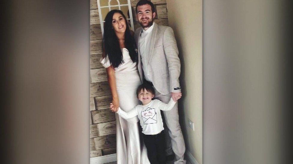 Ross McCarthy with fiancée Charlotte and their three-year-old son