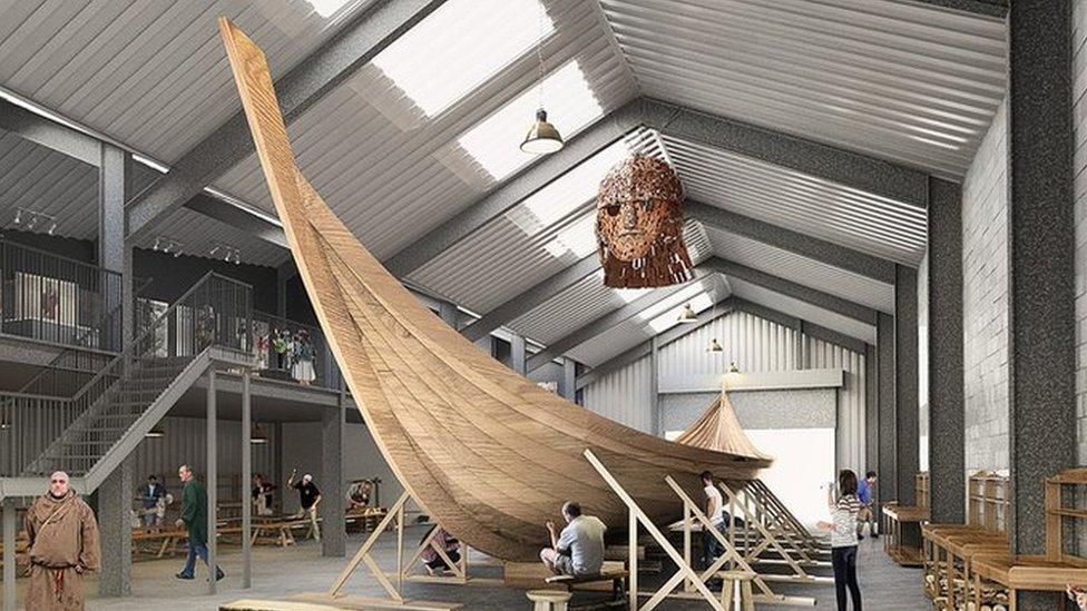 CGI image of the Anglo-Saxon ship at Woodbridge