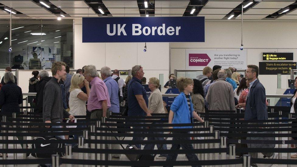 UK border at Gatwick Airport