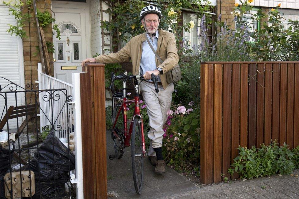 Jeremy Corbyn with bike