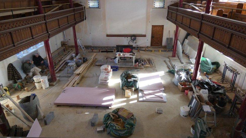 Building work being carried out at Bluntisham Baptist Church