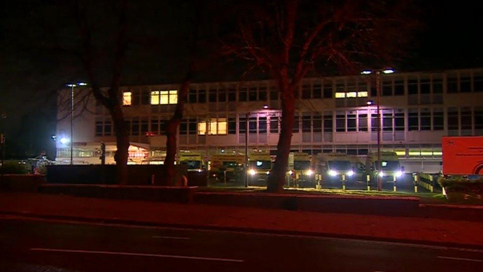 Waiting ambulances at City Hospital in Birmingham