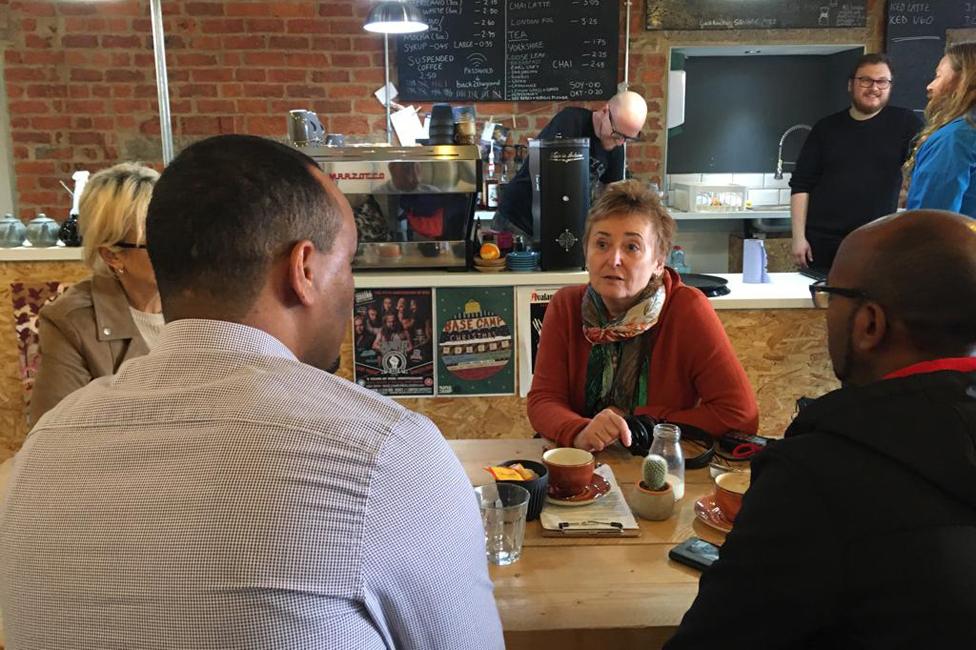 Dr Yemane and friends in a Middlesbrough cafe