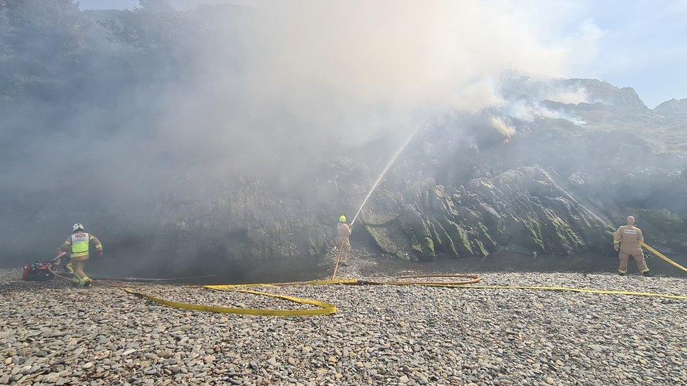 Fire crews tackling the blaze