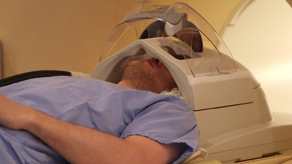 Patient having a cancer scan