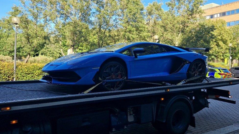 Lamborghini on a truck