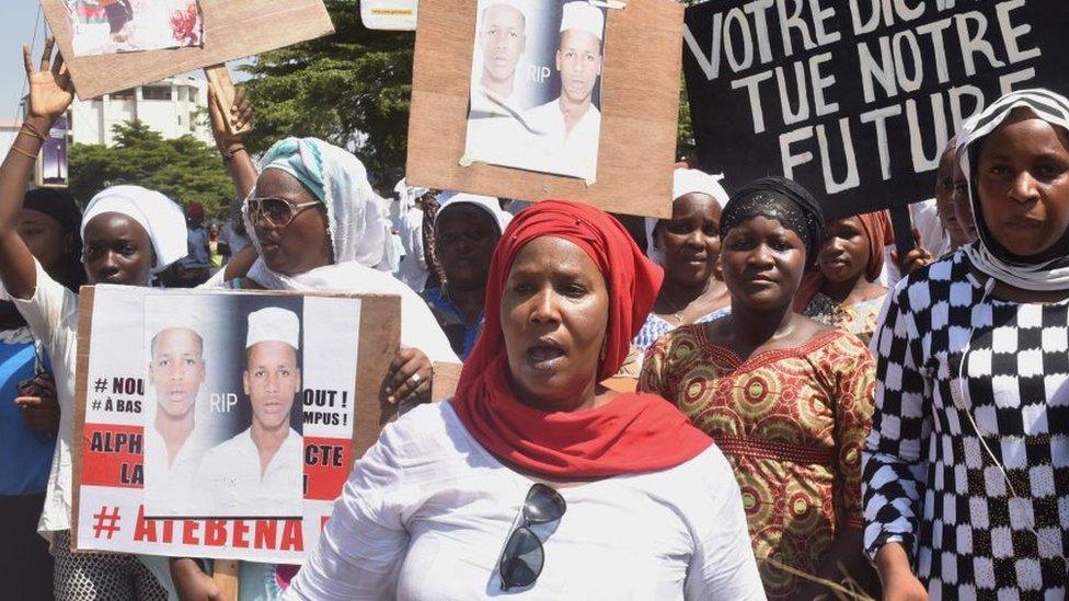 Women protesting in Conakry, Guinea, in November 2019