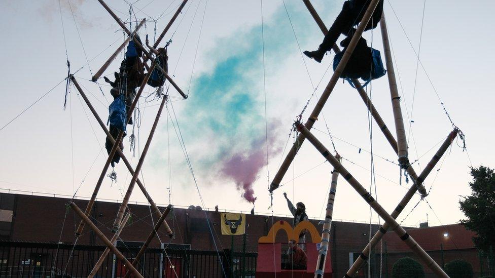 Animal Rebellion protesters at OSI factory in Scunthorpe