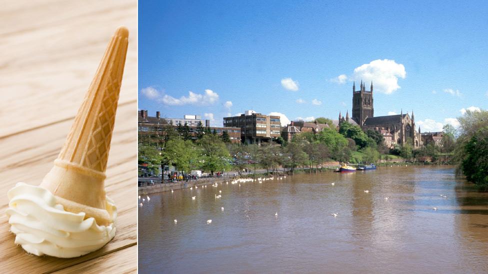 A dropped ice cream and Worcester