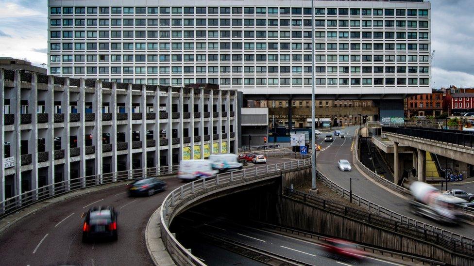 Cars drive in Newcastle