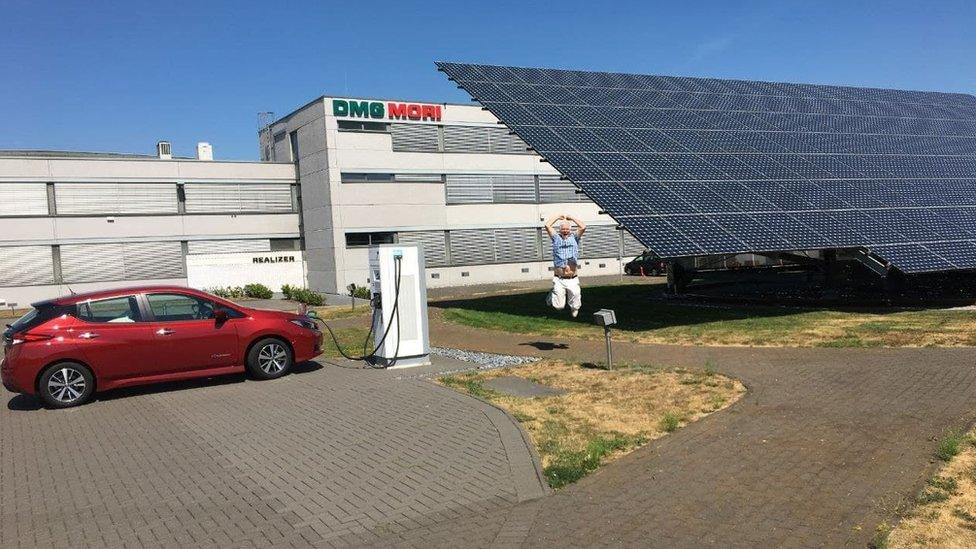 Roger Munford was delighted to find a charging point connected to solar panels on his trip to Poland