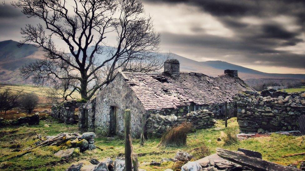 Derelict Welsh cottage in Snowdonia