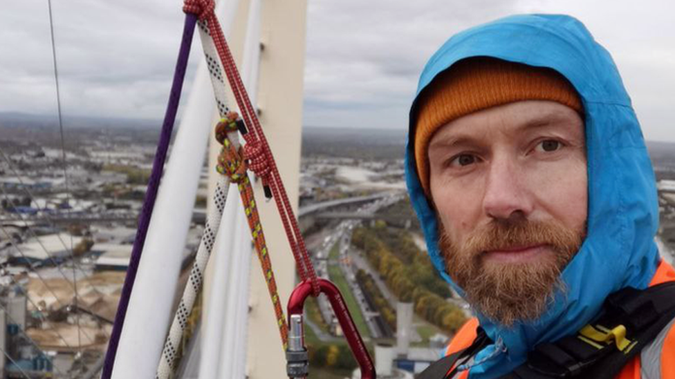 Morgan Trowland, on the QEII bridge