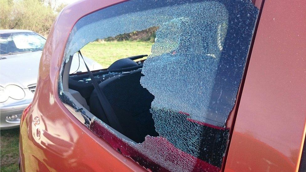 Car damaged at Lowdham Cars