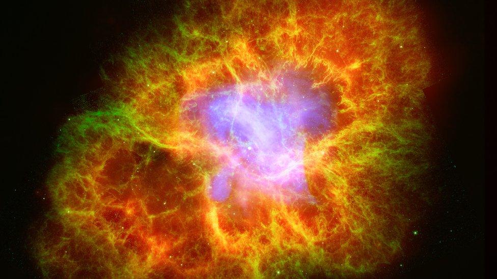 A star reaching the end of its life cycle - known as a supernova