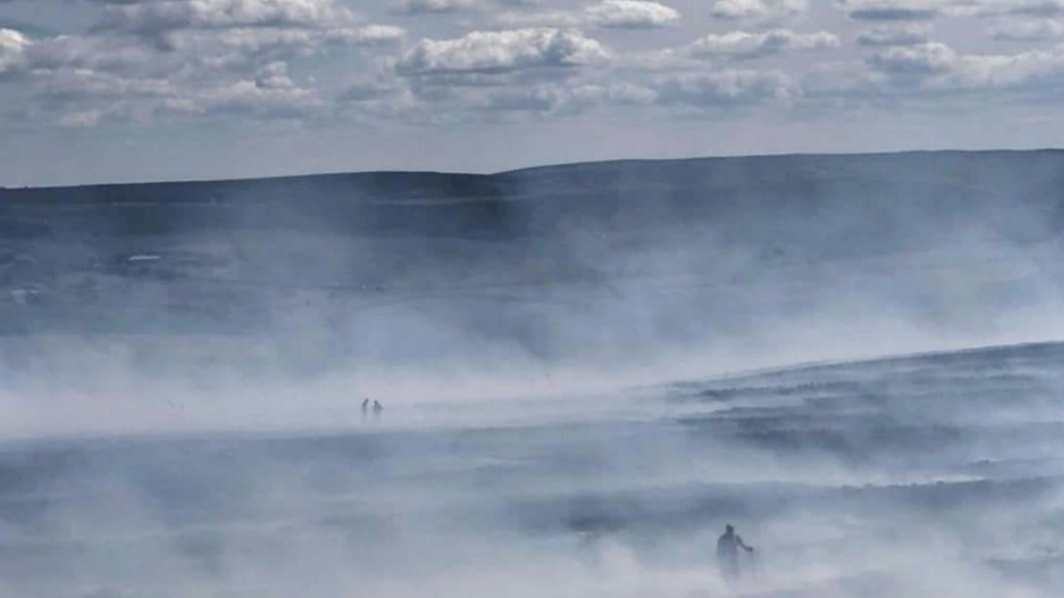 Roaches fire on moorland