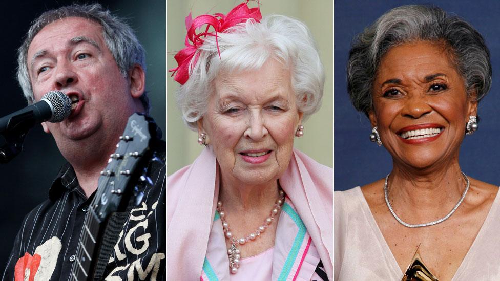 Left-right: Pete Shelley, June Whitfield and Nancy Wilson