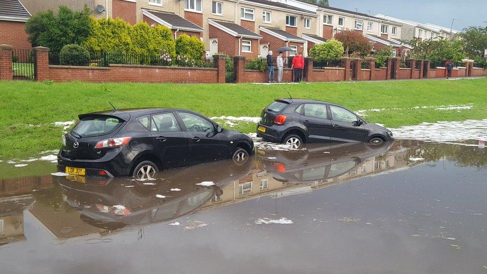 Cars under water