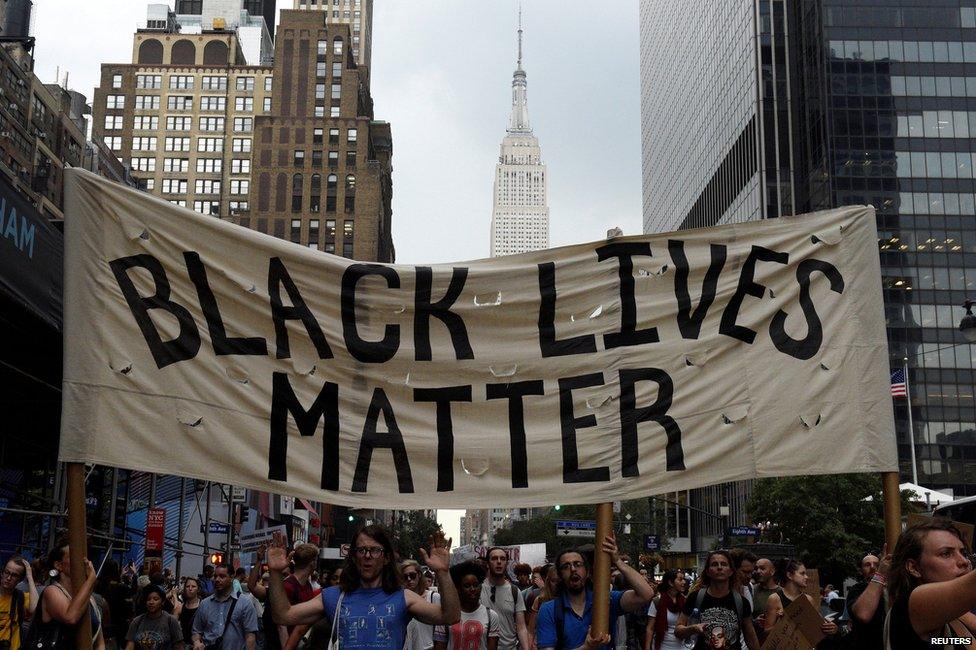 Black Lives Matter sign at rally in New York