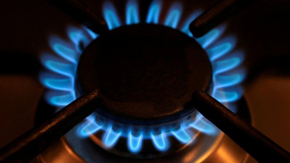 Flames on a gas cooker ring