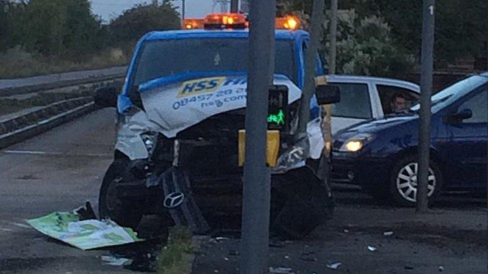 Crash on guided busway