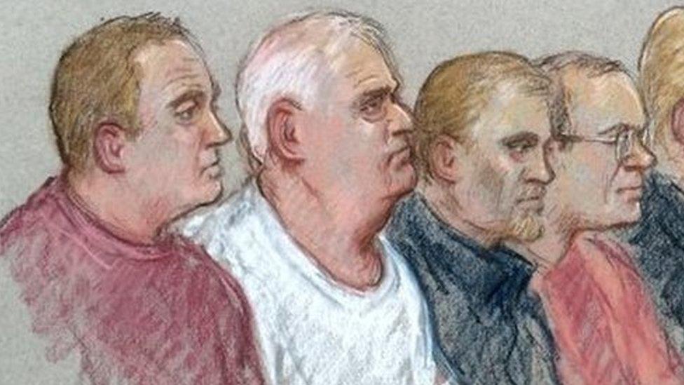 (L-R) John Harbinson, William Lincoln, Hugh Doyle, Carl Wood, Paul Reader, Brian Reader, Terry Perkins, Daniel Jones and John Collins