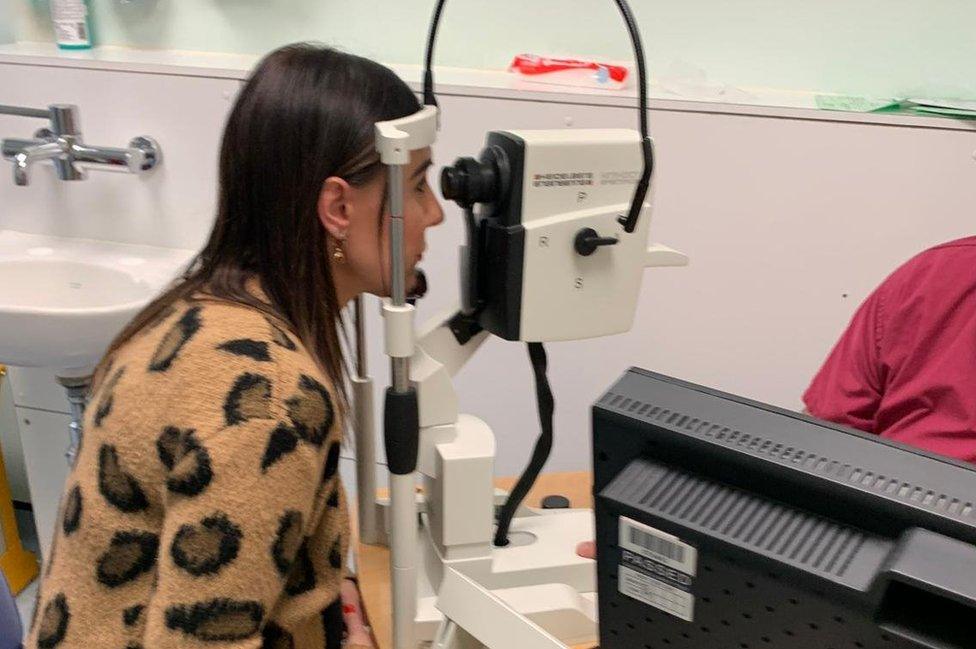 Katie having an eye exam