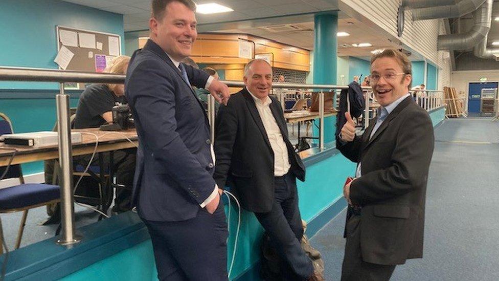 Arnold Craven, Andrew Cooper and Bob Buxton at West Yorkshire mayoral count