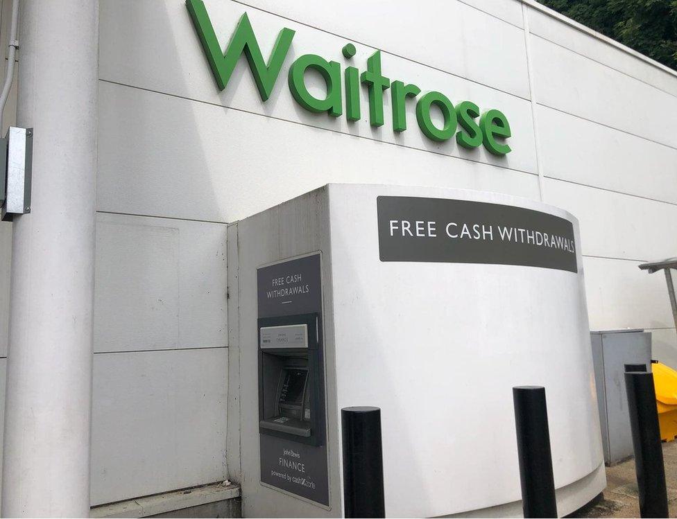 Cash machine at a Waitrose branch