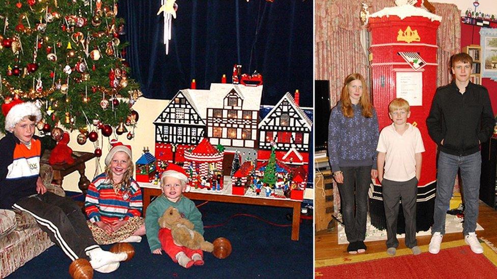 Previous models of a German Christmas Market and a postbox