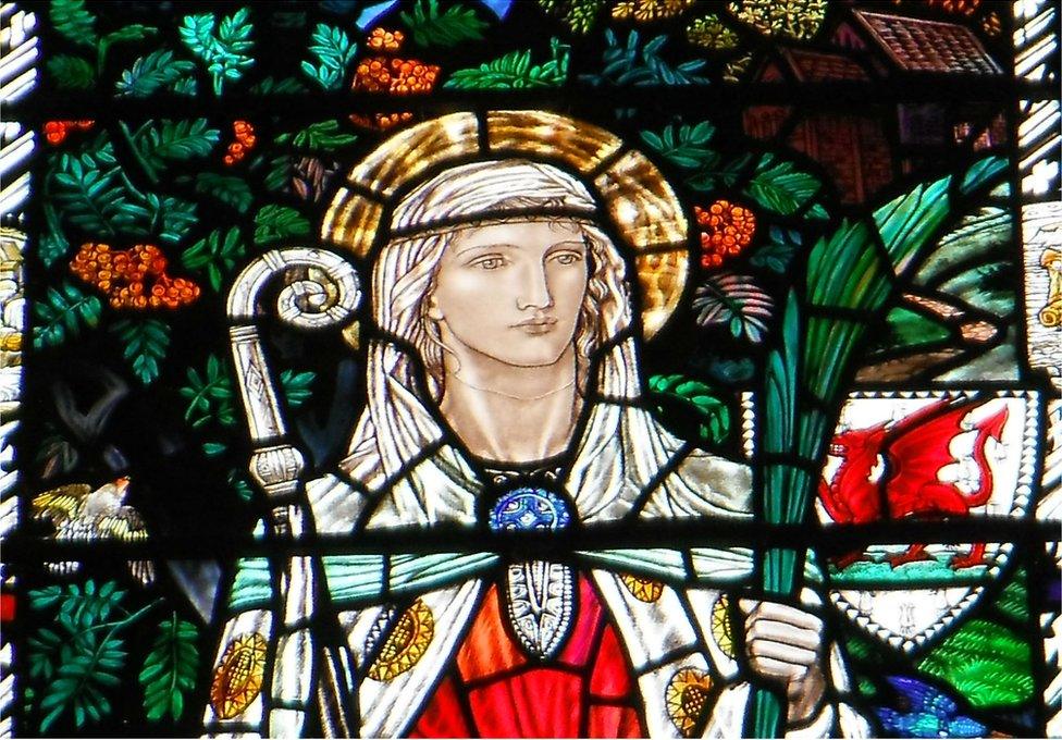 Stained glass window at St Winifred's Church in Newport, Shropshire