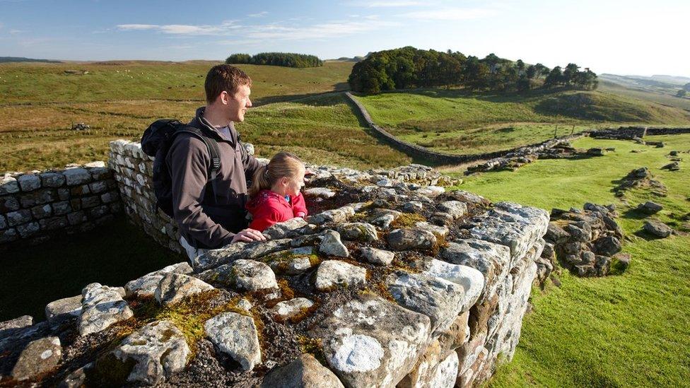 Visitors on Hadrian's Wall