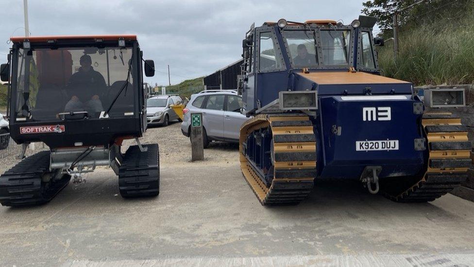 Two lifeboat launchers at Hemsby