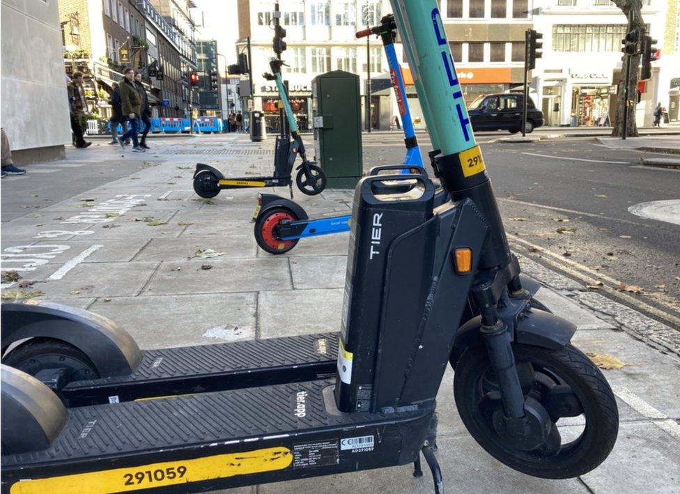 E-scooters on pavement