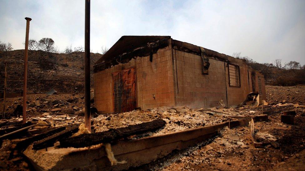 Burned building at the Cajon Pass