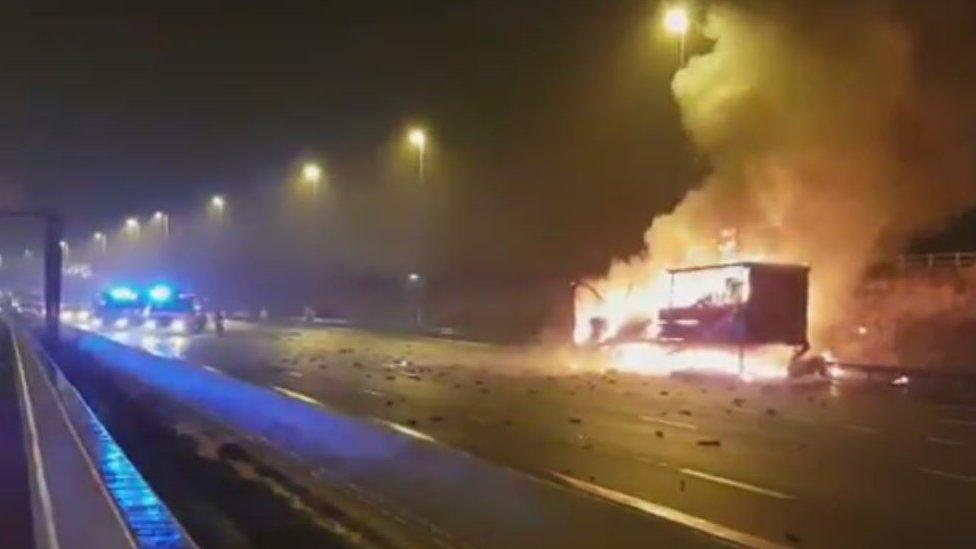 Lorry fire on the M6