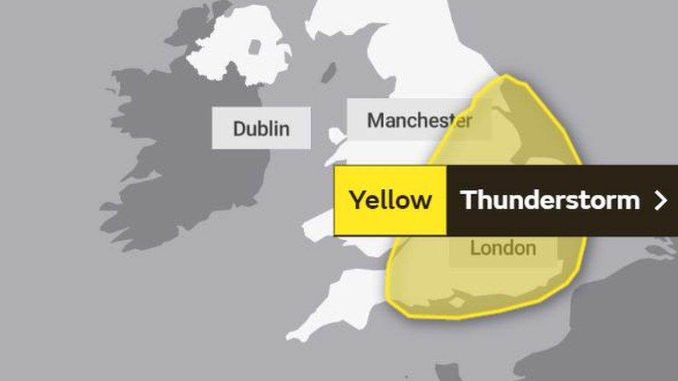 Met Office weather warning map for Saturday