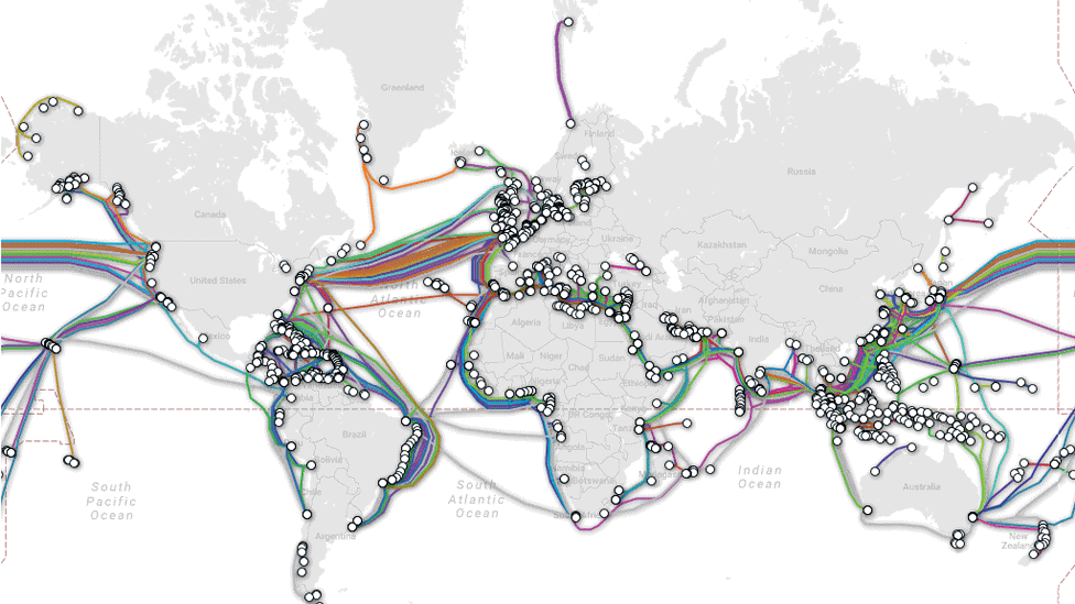 Map of the world's sub-marine cable network