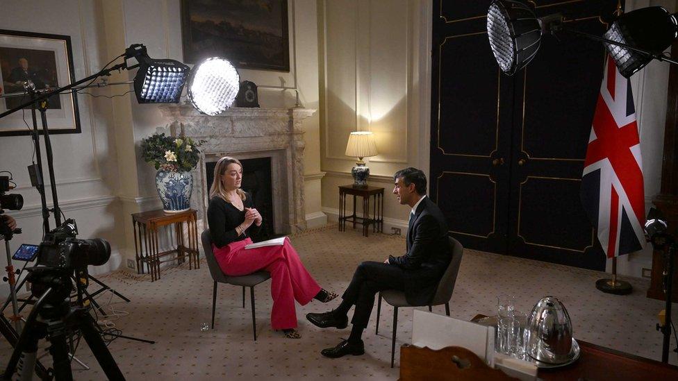 Laura Kuenssberg with Prime Minister Rishi Sunak