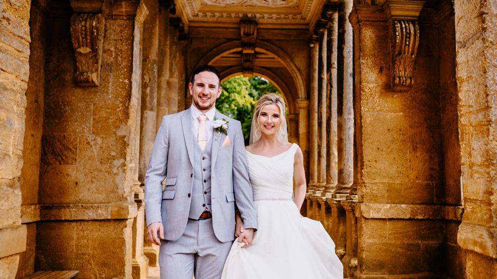 Joe and Victoria Skinner on their wedding day