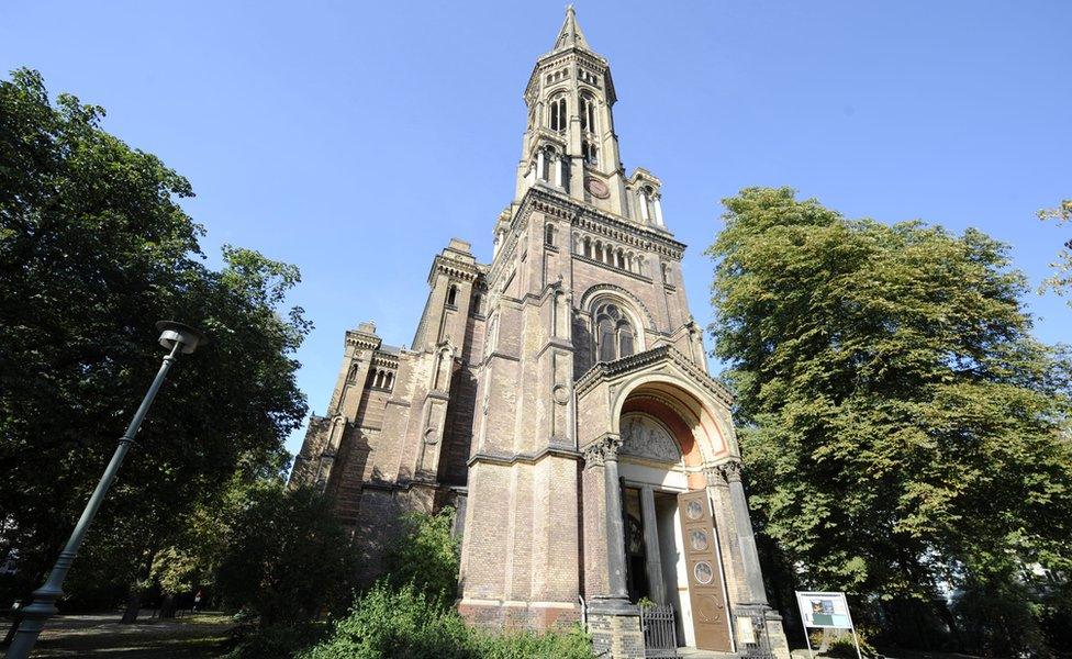 The facade of the Zion Church in Berlin