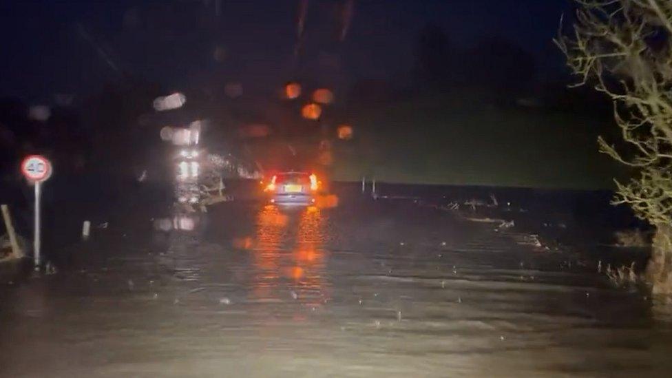 Flooded road in North Yorkshire