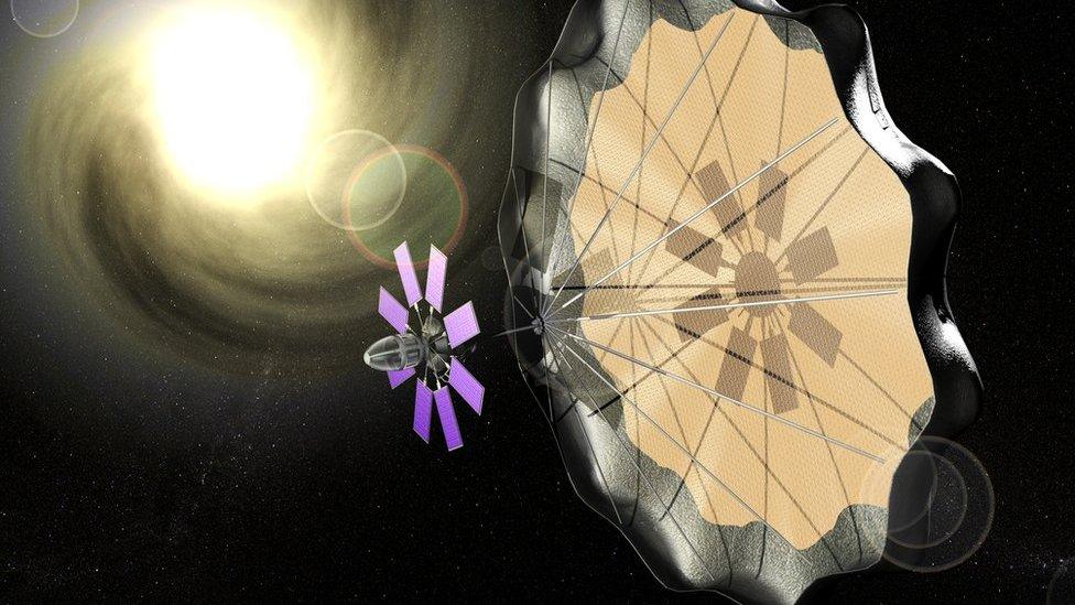 Spacecraft and solar sail - artist's impression