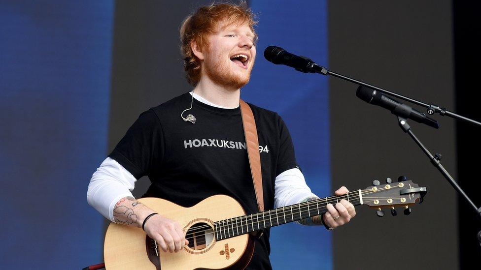 Ed Sheeran performing