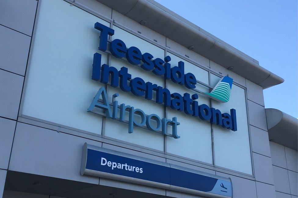 Teesside International Airport sign