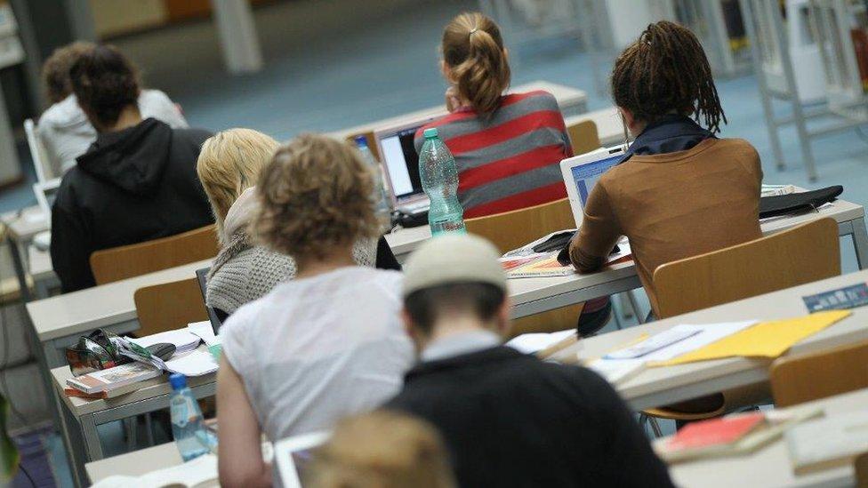 Students in library