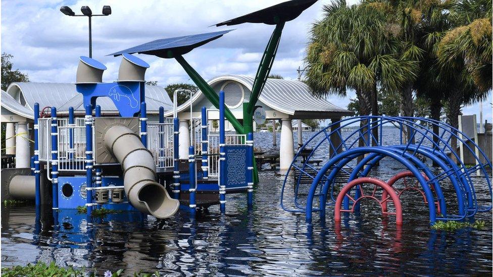 A flooded childrens' playground