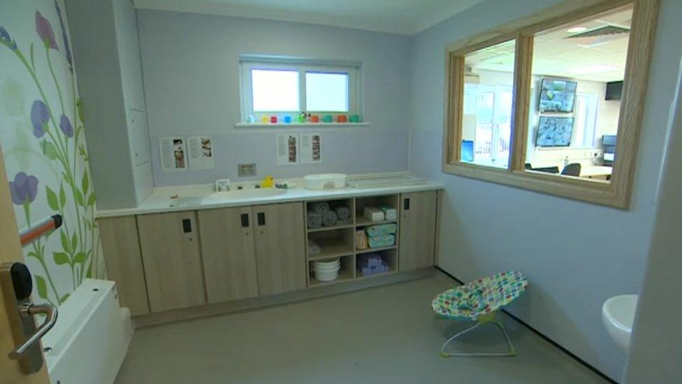 Baby changing facilities at mother and baby unit