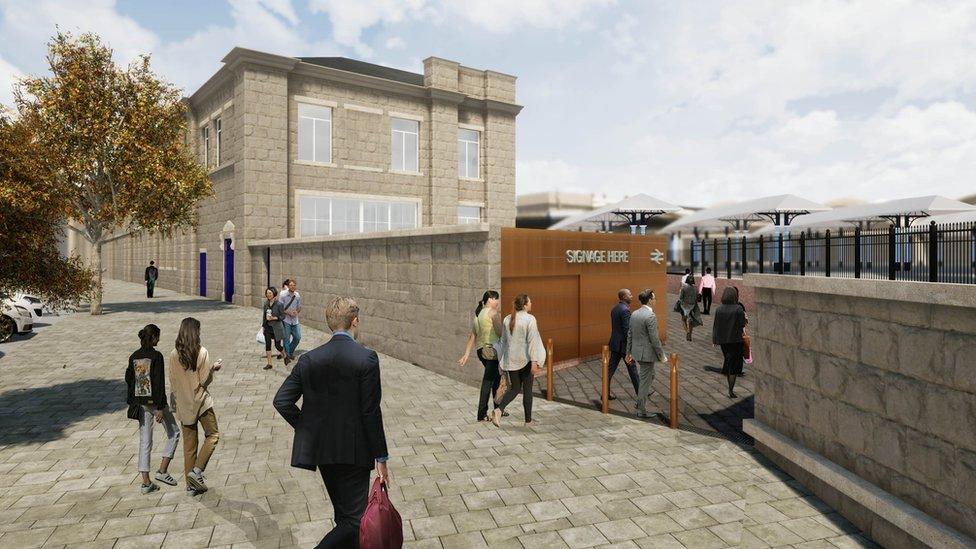 A proposed new western entrance to Newcastle Central Station opposite the Centre for Life