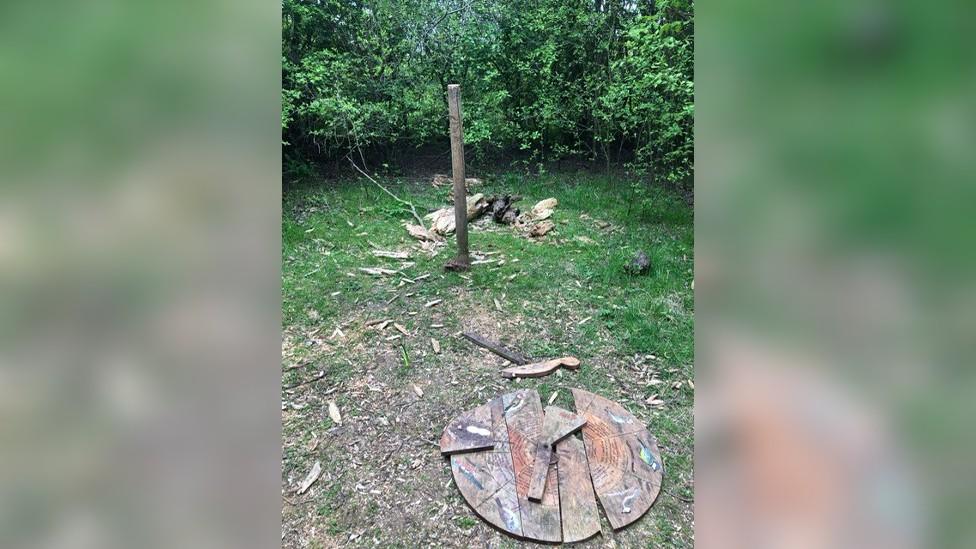 Damage to bird feeding table